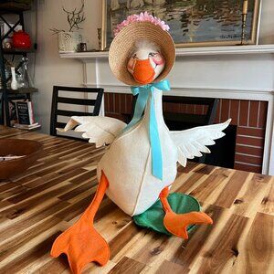 LARGE Vintage Annalee 1987 Spring Mother Goose 18" With Flower Easter Bonnet